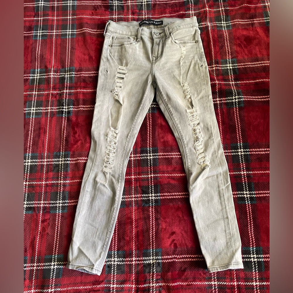 Express Gray Ripped Jeans